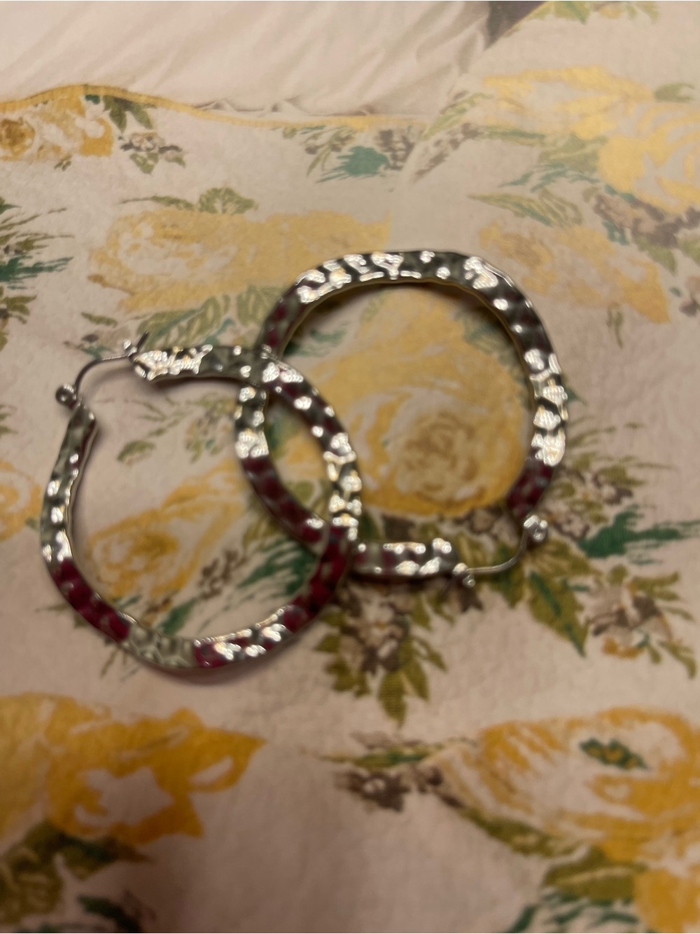 Lia Sophia Hammered Silver Hoop Earrings - Picture 5 of 6
